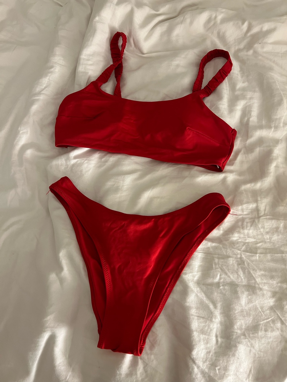 H&M Bright Red Bikini Top and Bottom Set